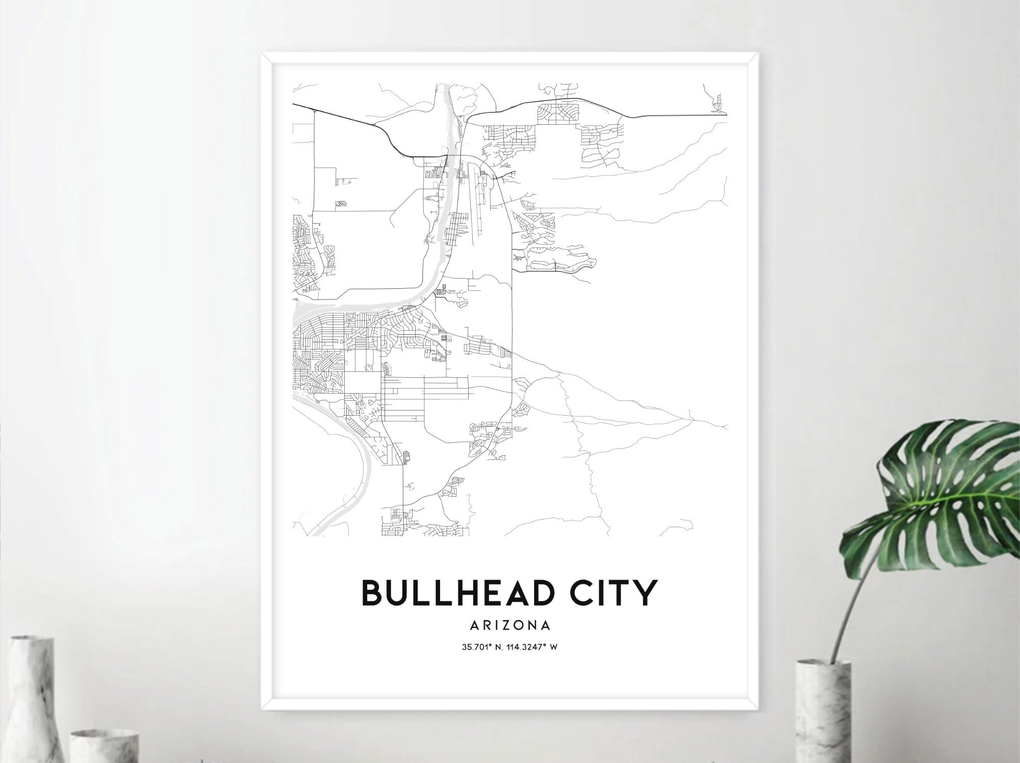 Bullhead City Map Print, Bullhead City Map Poster Wall Art, Az City Map ...