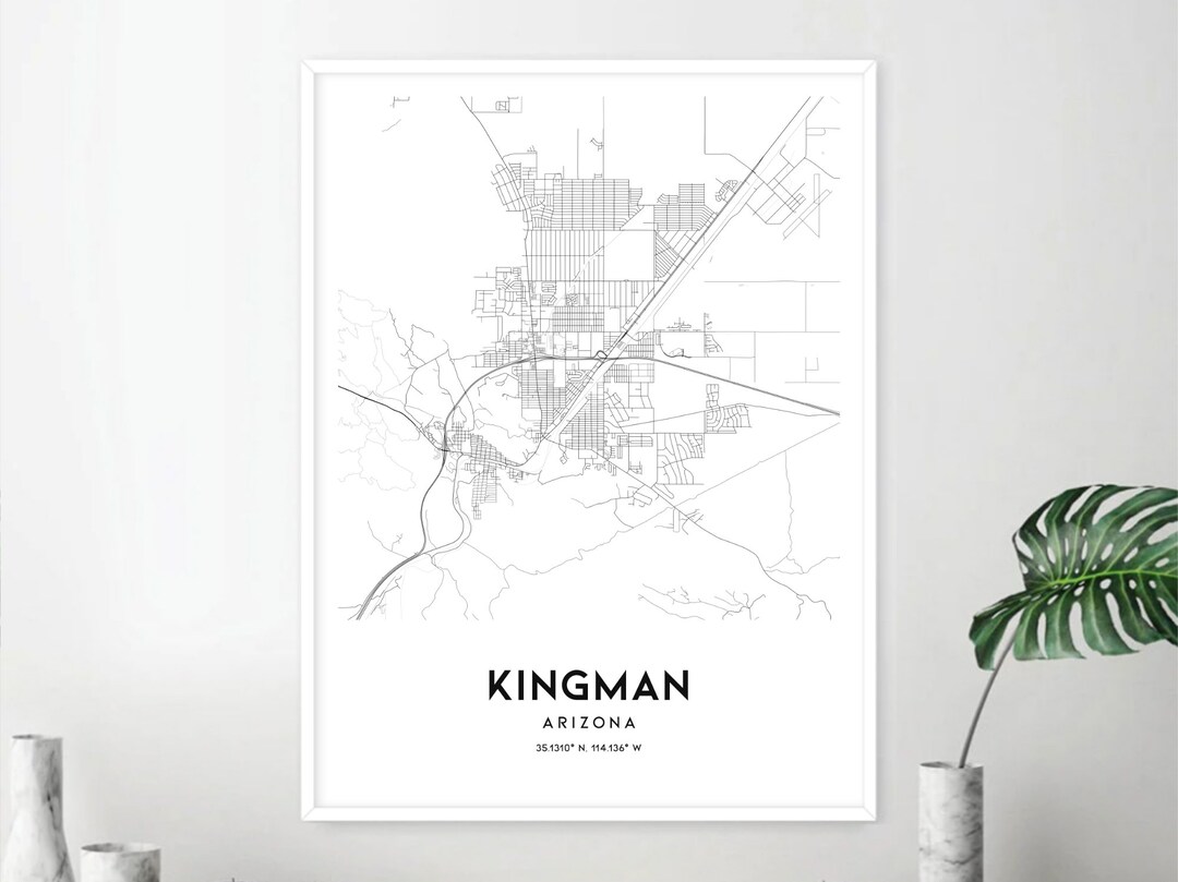 Kingman Map Print, Kingman Map Poster Wall Art, Az City Map, Arizona ...