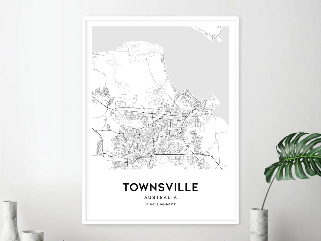 Townsville Map Print, Townsville Map Poster Wall Art, Townsville City Map, Townsville Print