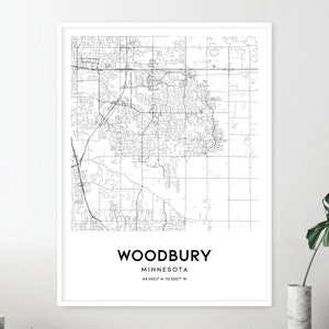Woodbury Map Print Woodbury Map Poster Wall Art Mn City Map - Etsy