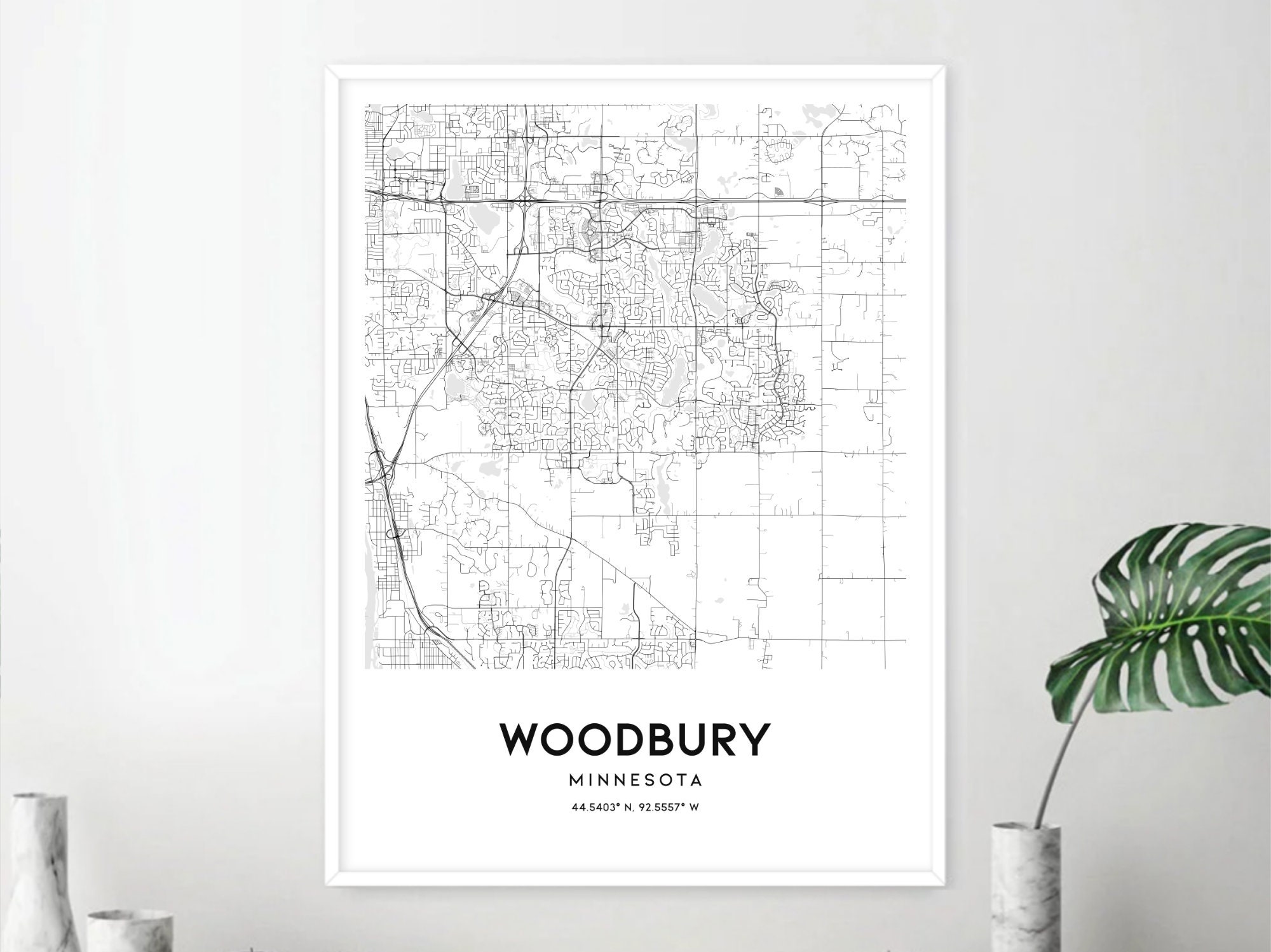 Woodbury Map Print Woodbury Map Poster Wall Art Mn City Map Etsy