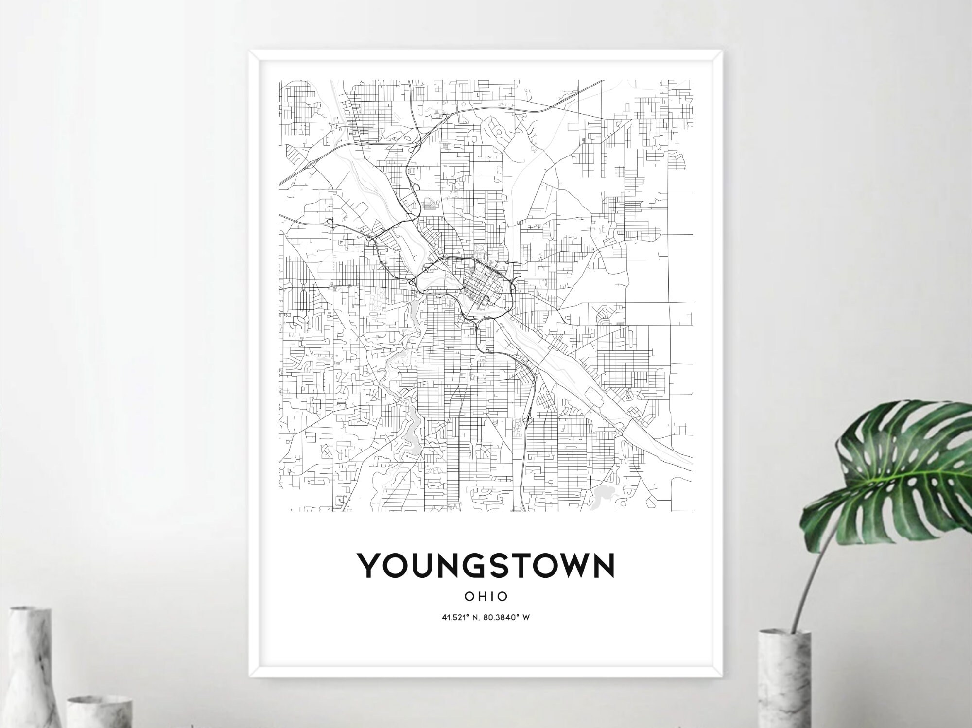 Youngstown Map Print Youngstown Map Poster Wall Art Oh City Etsy