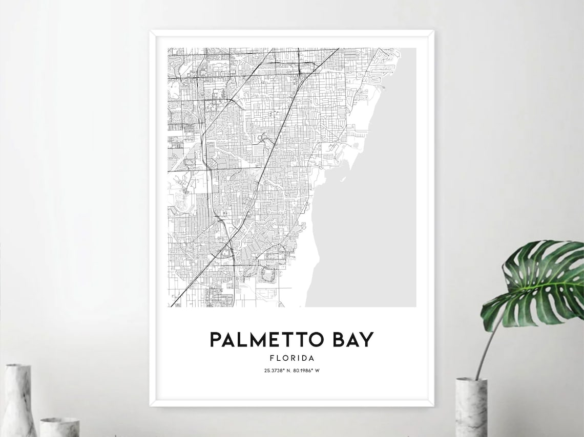 Palmetto Bay Map Print, Palmetto Bay Map Poster Wall Art, Fl City Map
