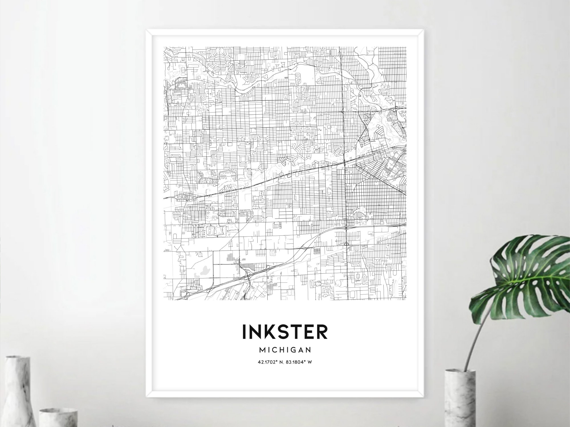 Inkster Map Print Inkster Map Poster Wall Art Mi City Map Etsy