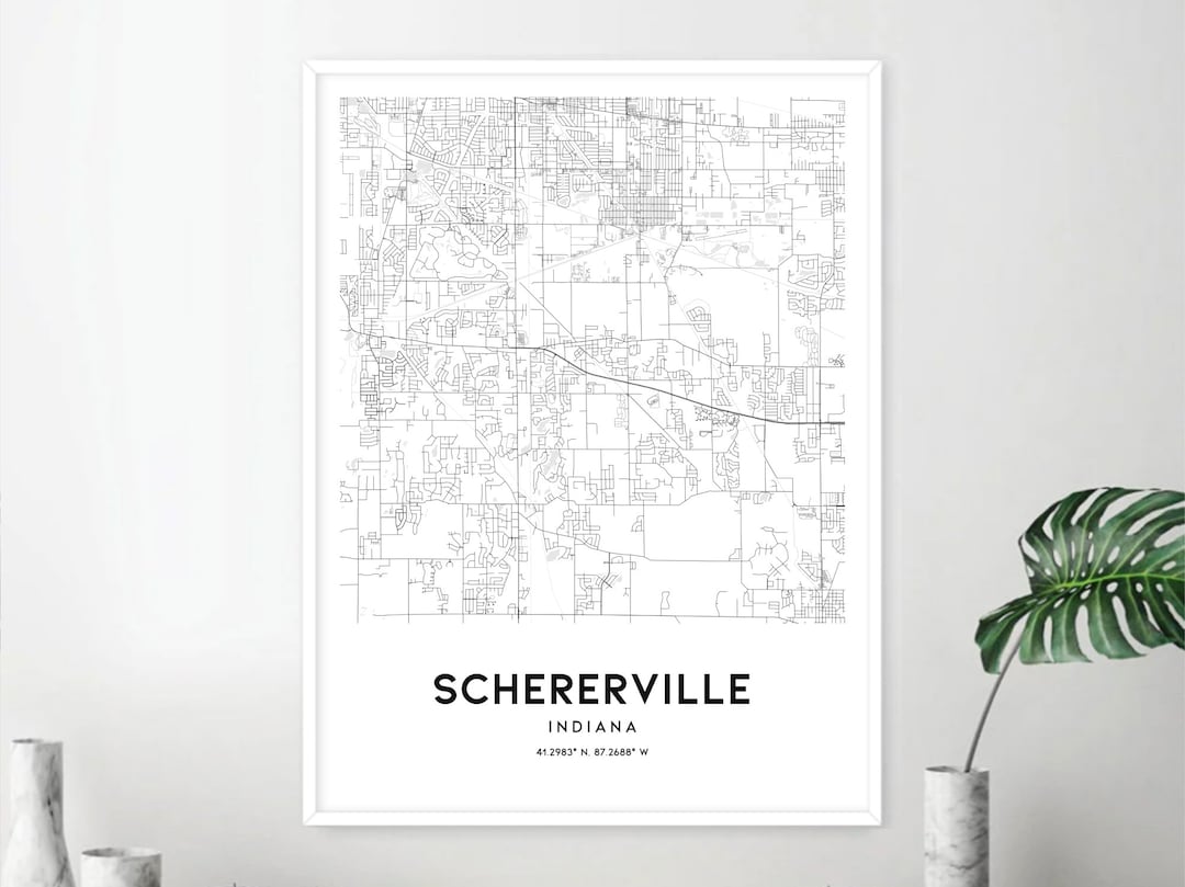 Schererville Map Print, Schererville Map Poster Wall Art, in City Map