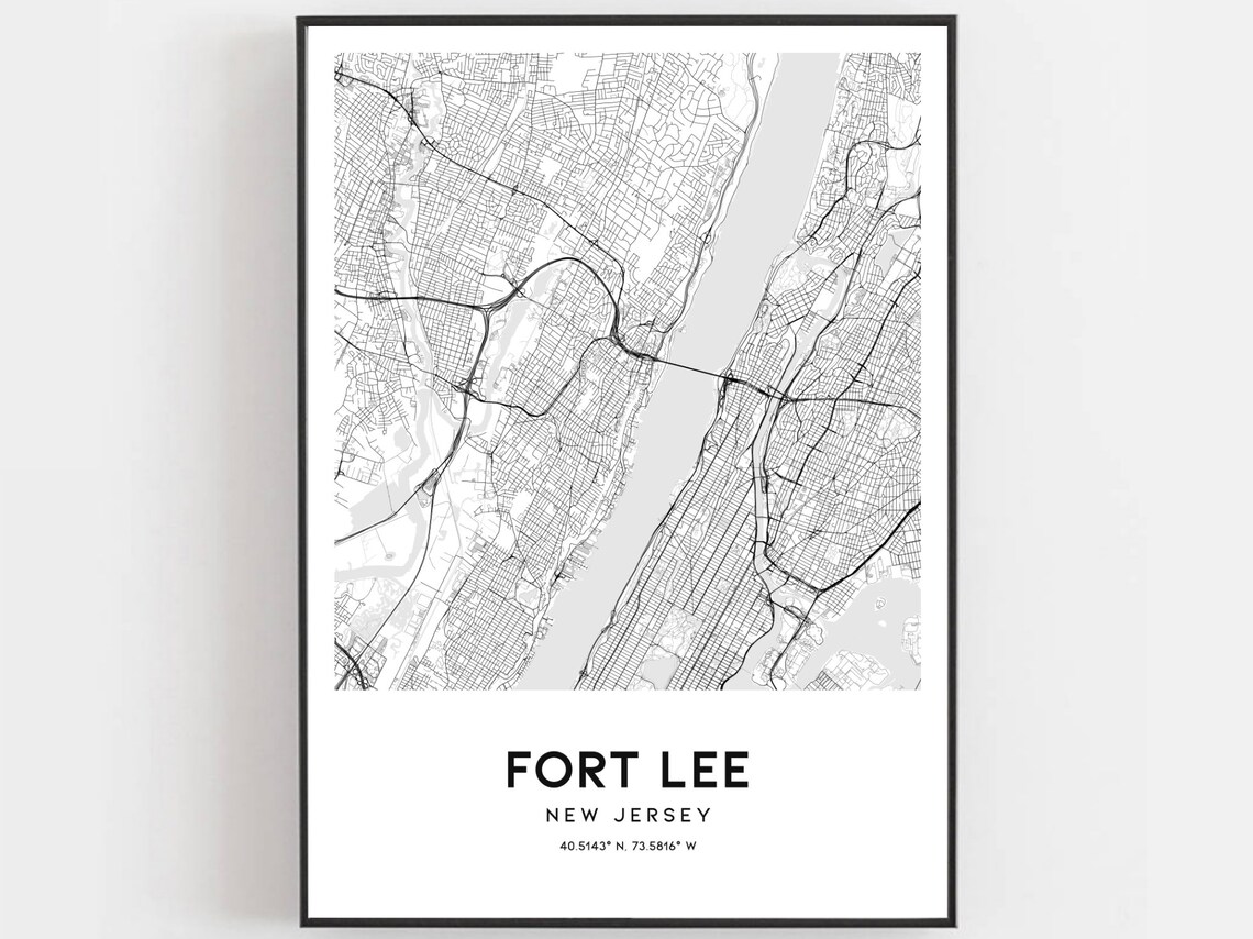 Fort Lee Map Print Fort Lee Map Poster Wall Art Nj City | Etsy