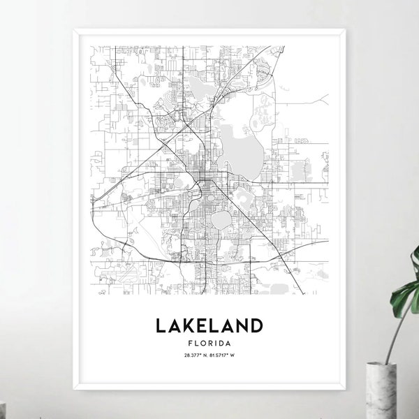 Map of Lakeland Florida - Etsy