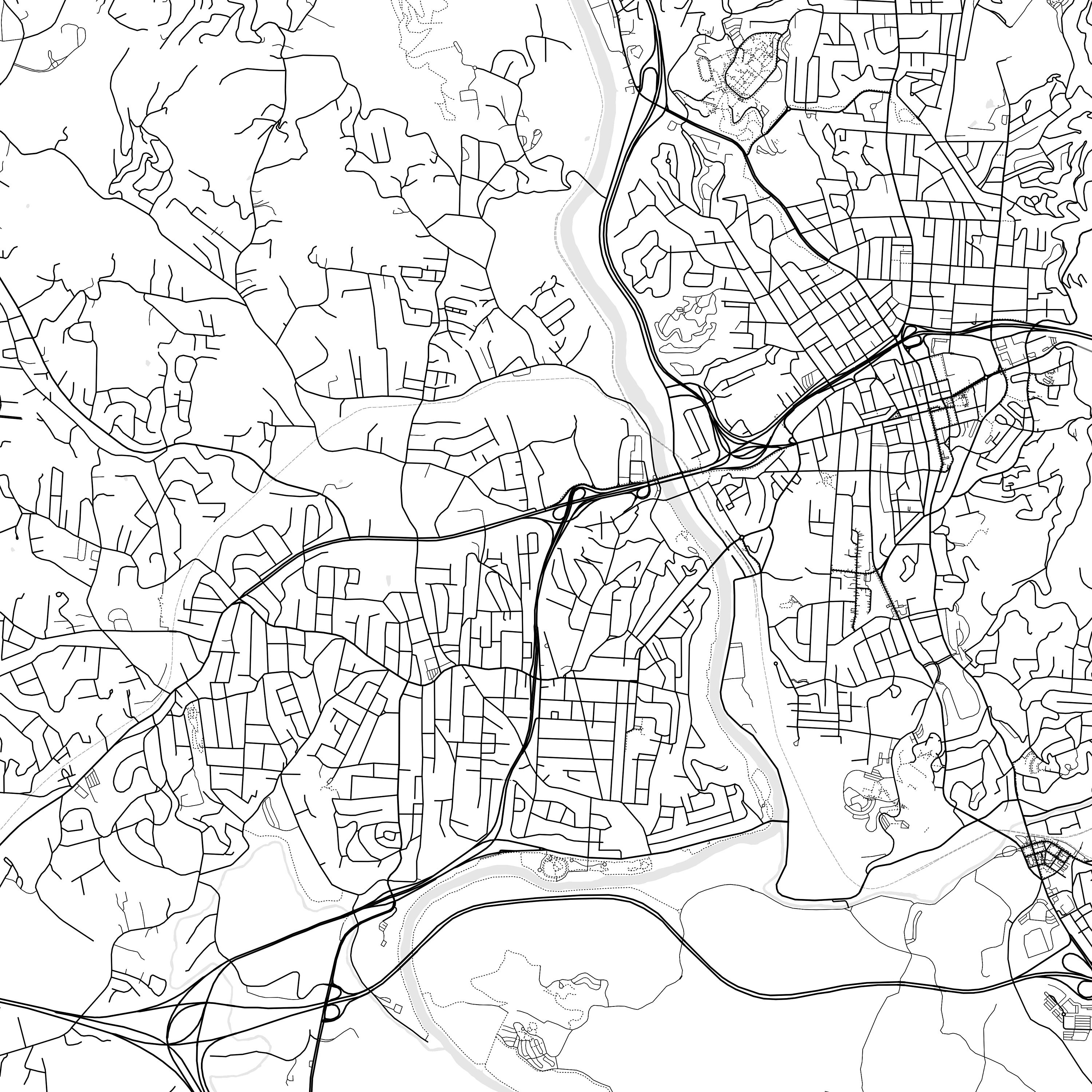 Asheville Map Print, Asheville Map Poster Wall Art, Nc City Map, North Carolina Print Street Map ...
