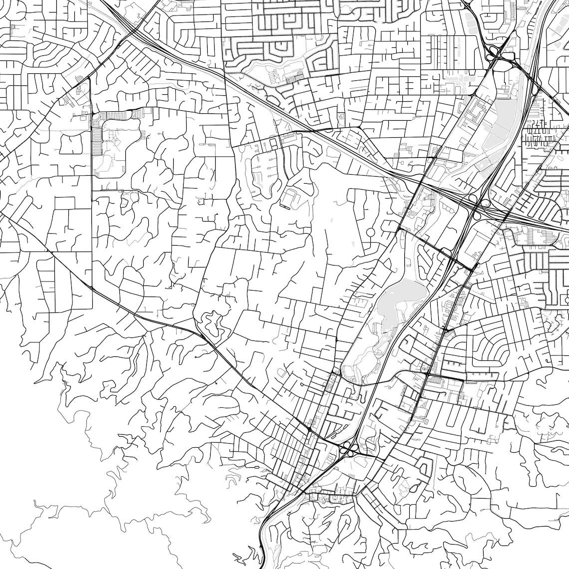 Los Gatos Map Print, Los Gatos Map Poster Wall Art, Ca City Map