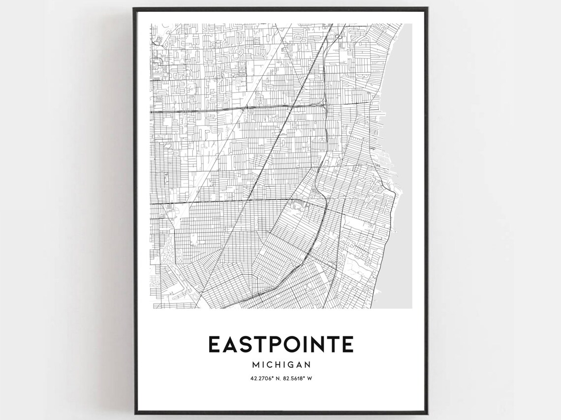 Eastpointe Map Print Eastpointe Map Poster Wall Art Mi City Etsy