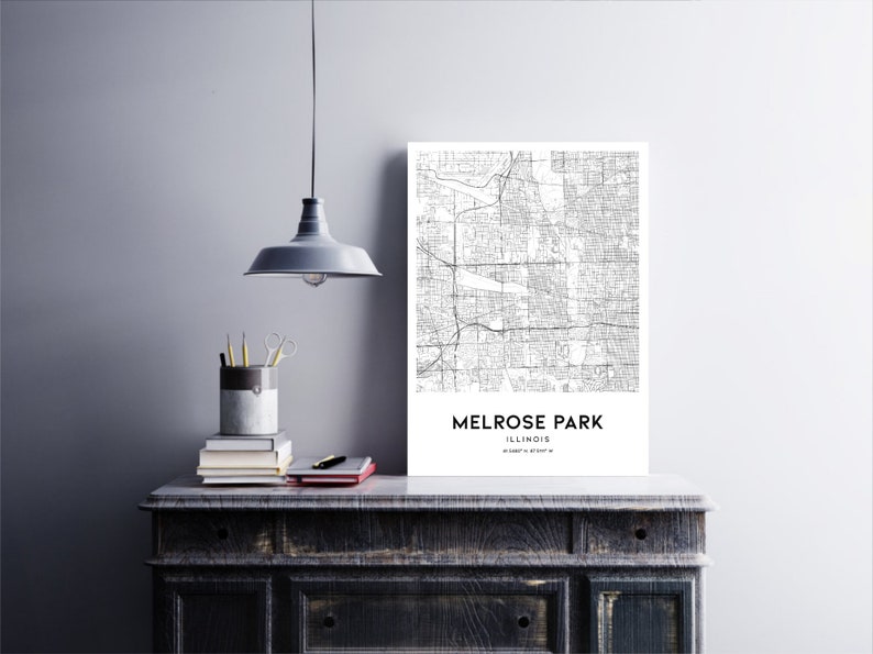 Melrose Park Map Print Melrose Park Map Poster Wall Art Il Etsy