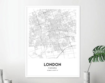 London Map Print, London Map Poster Wall Art, London  City Map, London Print Street Map Decor, Road Map Gift, D475