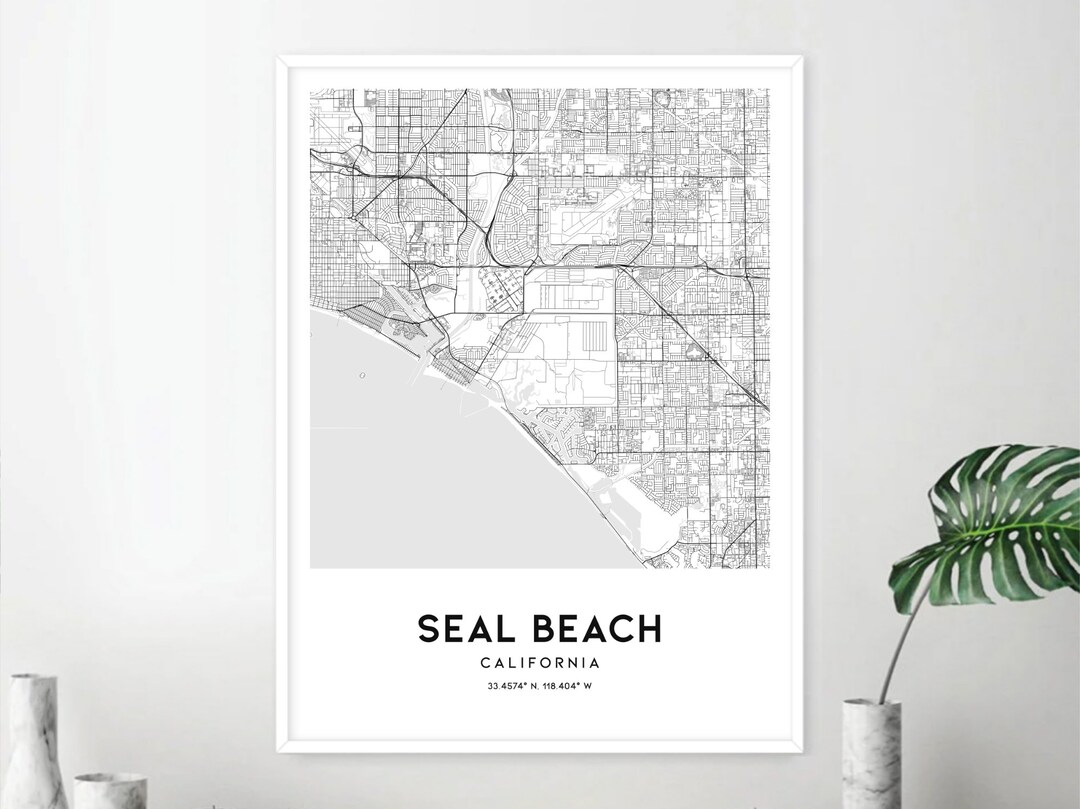 Seal Beach Map Print Seal Beach Map Poster Wall Art Ca City Etsy