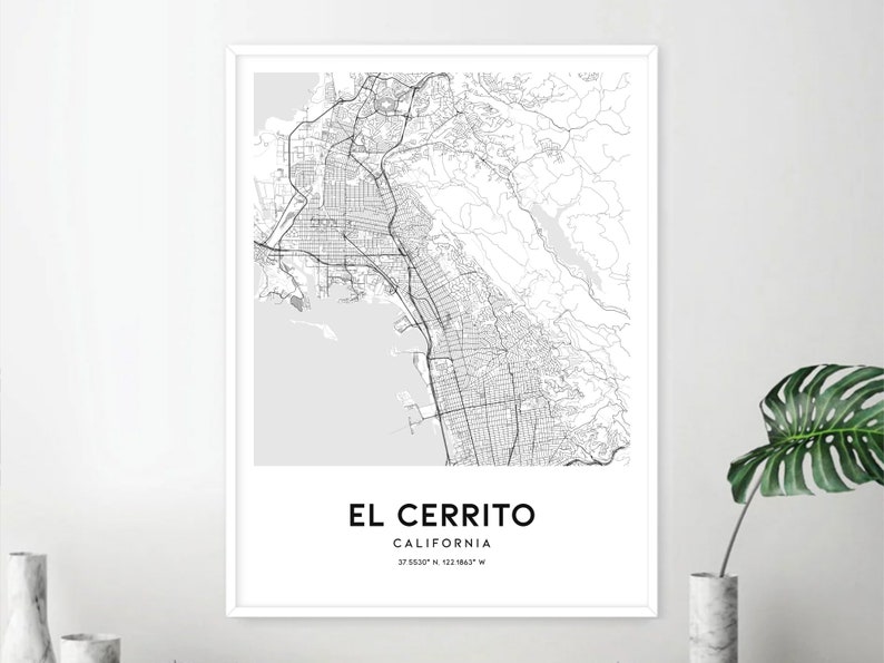 El Cerrito Map Print, El Cerrito Map Poster Wall Art, Ca City Map