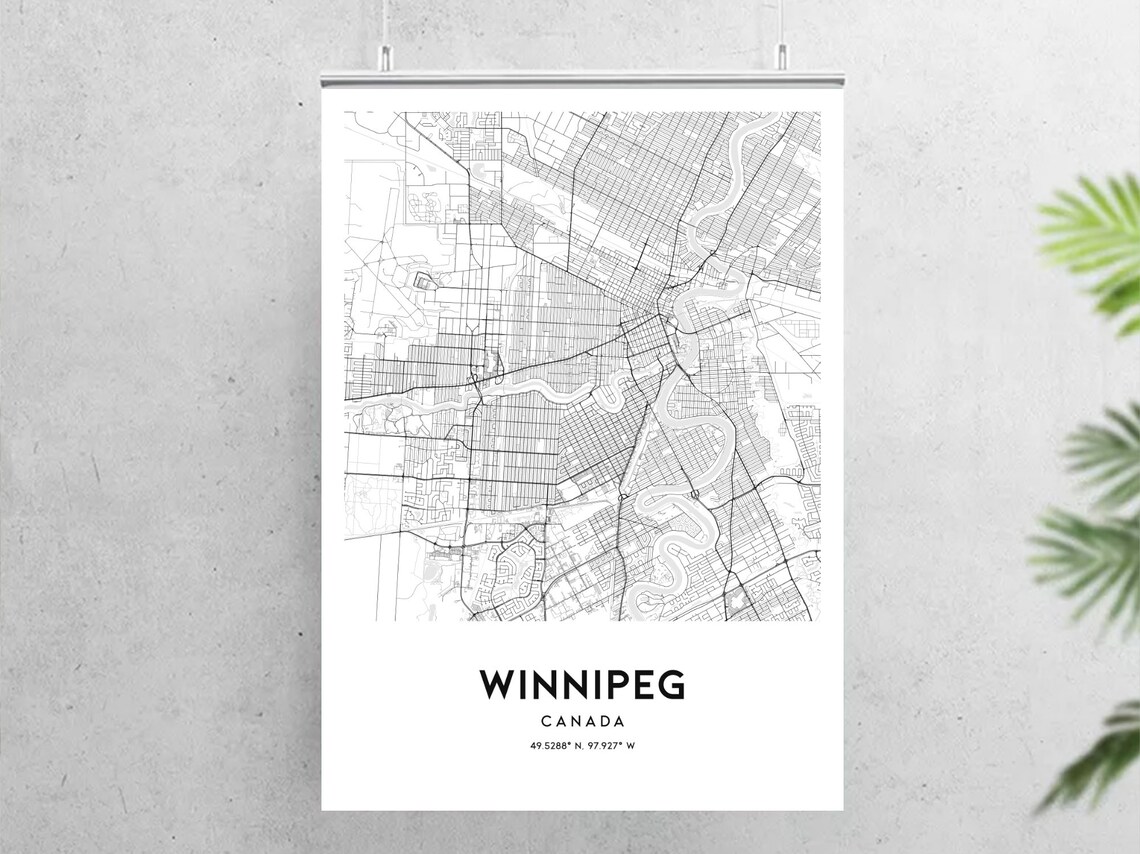 Winnipeg Map Print Winnipeg Map Poster Wall Art Winnipeg Etsy