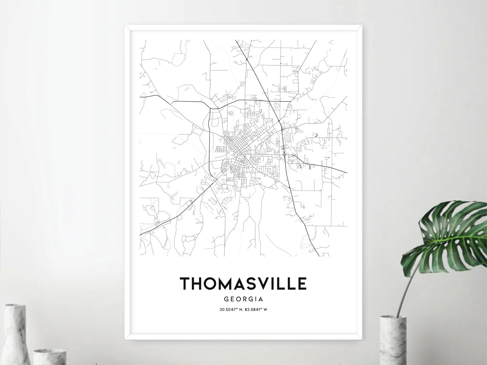 Thomasville Map Print Thomasville Map Poster Wall Art Ga Etsy UK