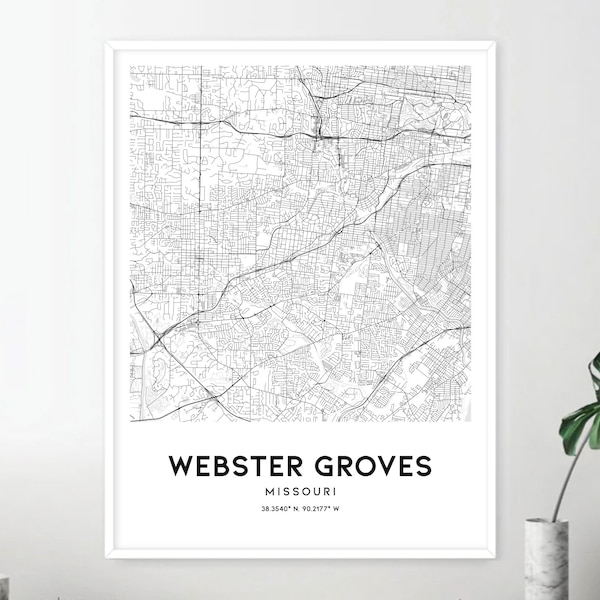 Webster Groves Map Print, Webster Groves Map Poster Wall Art, Mo  City Map, Missouri Print Street Map Decor, Road Map Gift, D2265