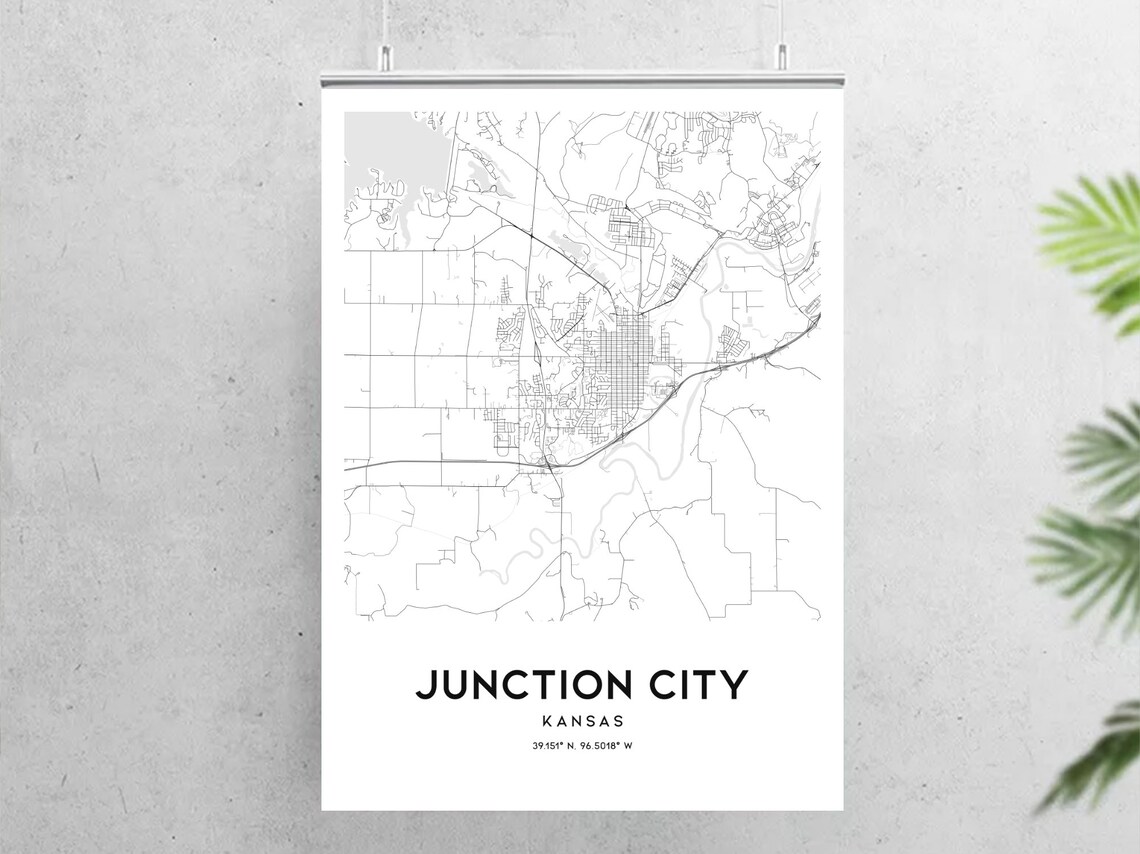 Junction City Map Print Junction City Map Poster Wall Art Ks Etsy