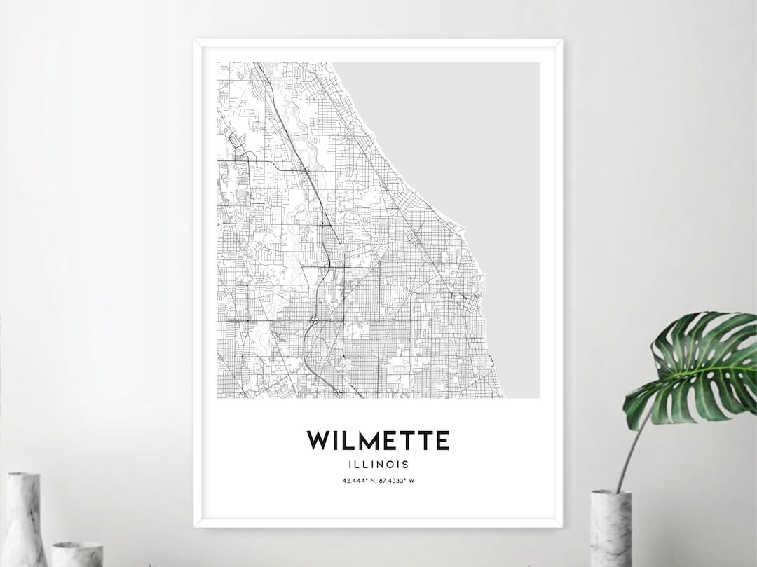 Wilmette Map Print, Wilmette Map Poster Wall Art, Il City Map, Illinois Print Street Map Decor ...