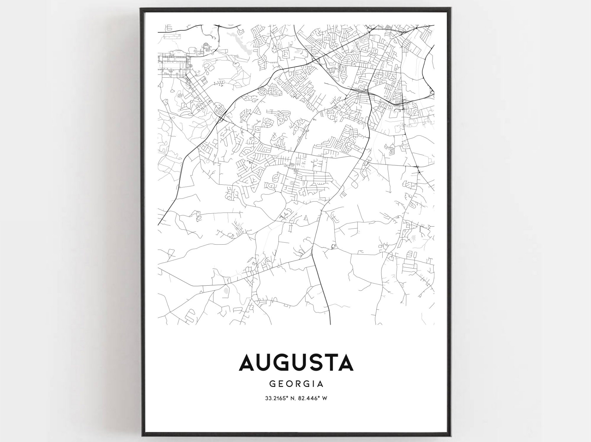 Augusta Map Print Augusta Map Poster Wall Art Ga City Map | Etsy
