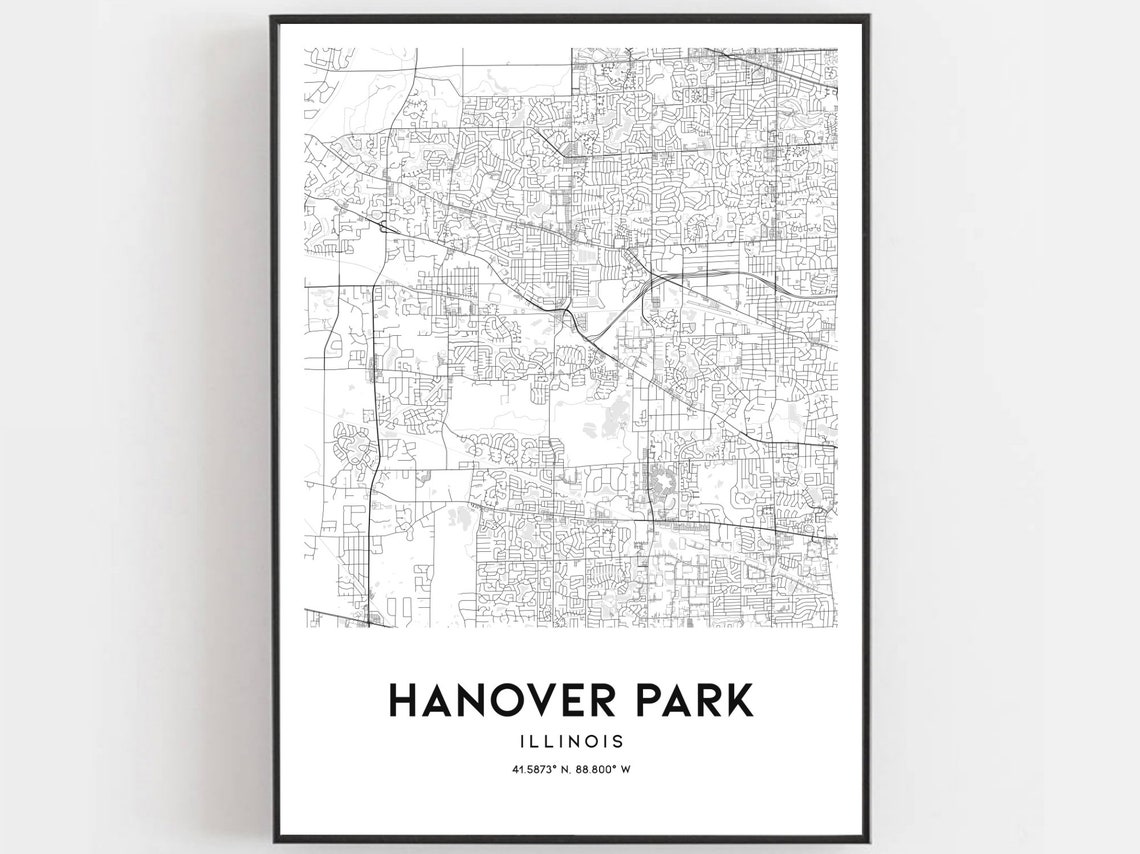 Hanover Park Map Print Hanover Park Map Poster Wall Art Il Etsy