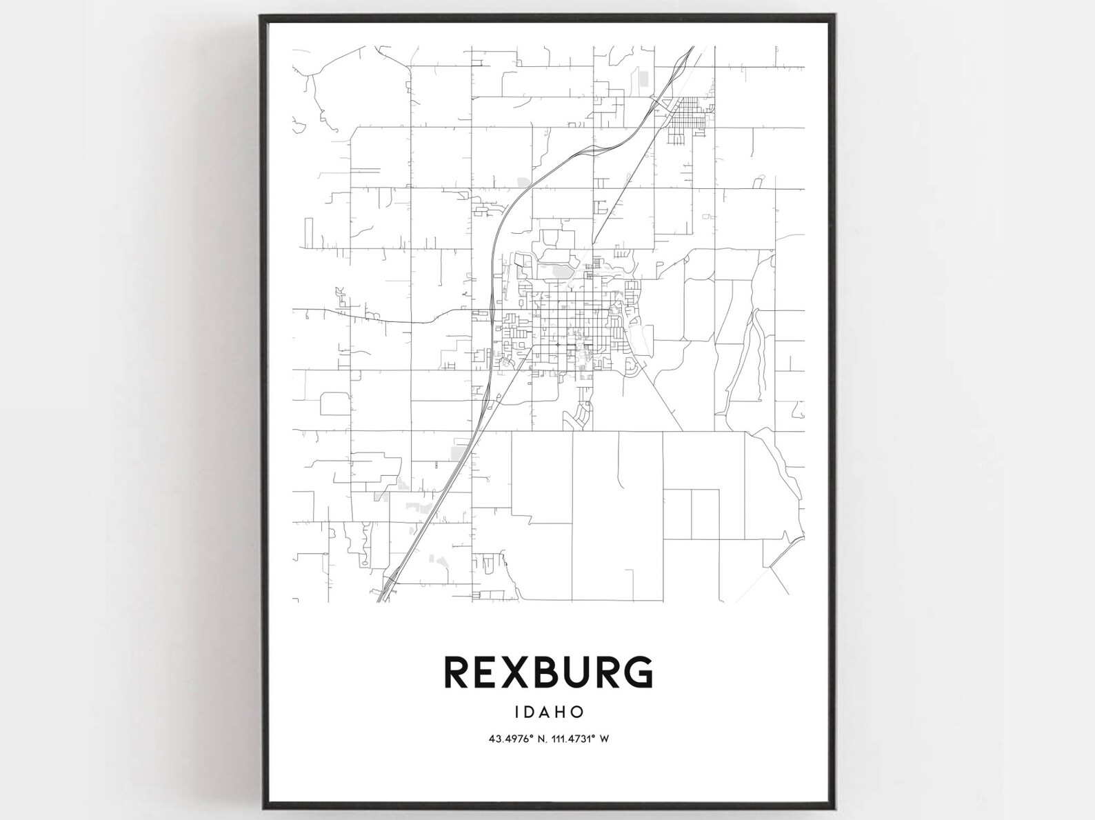 Rexburg Map Print Rexburg Map Poster Wall Art Id City Map  Etsy