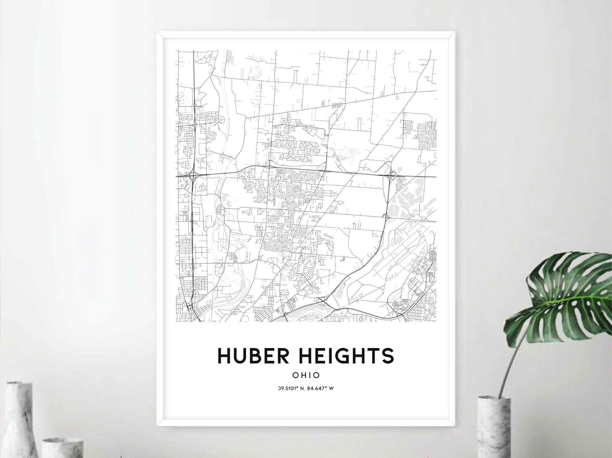 Huber Heights Ohio Map Huber Heights Map Print, Huber Heights Map Poster Wall Art, Oh City Map,  Ohio Print Street Map Decor, Road Map Gift, D1664
