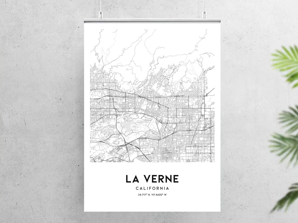 La Verne Map Print La Verne Map Poster Wall Art Ca City Map Etsy