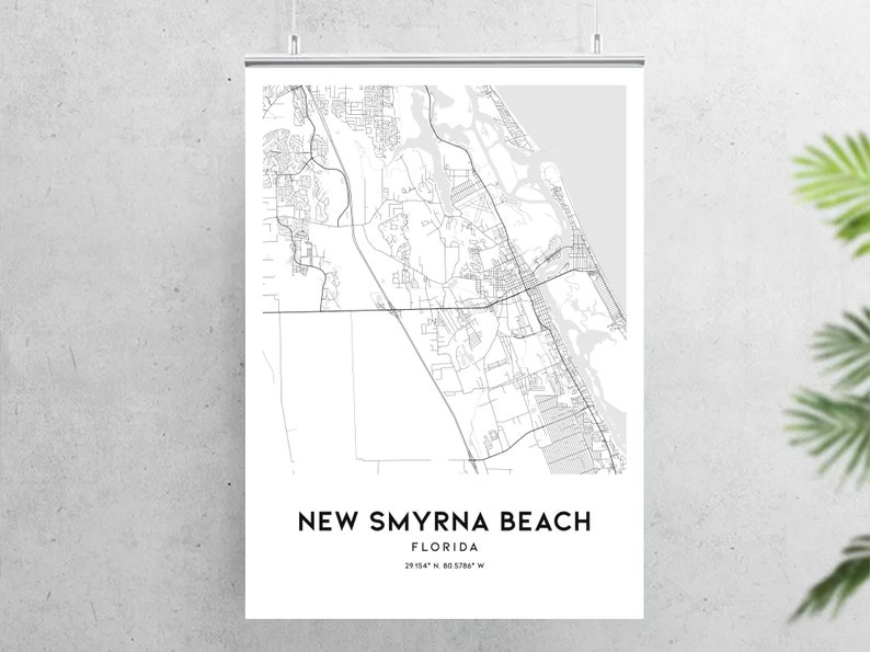 New Smyrna Beach Map Print New Smyrna Beach Map Poster Wall Etsy