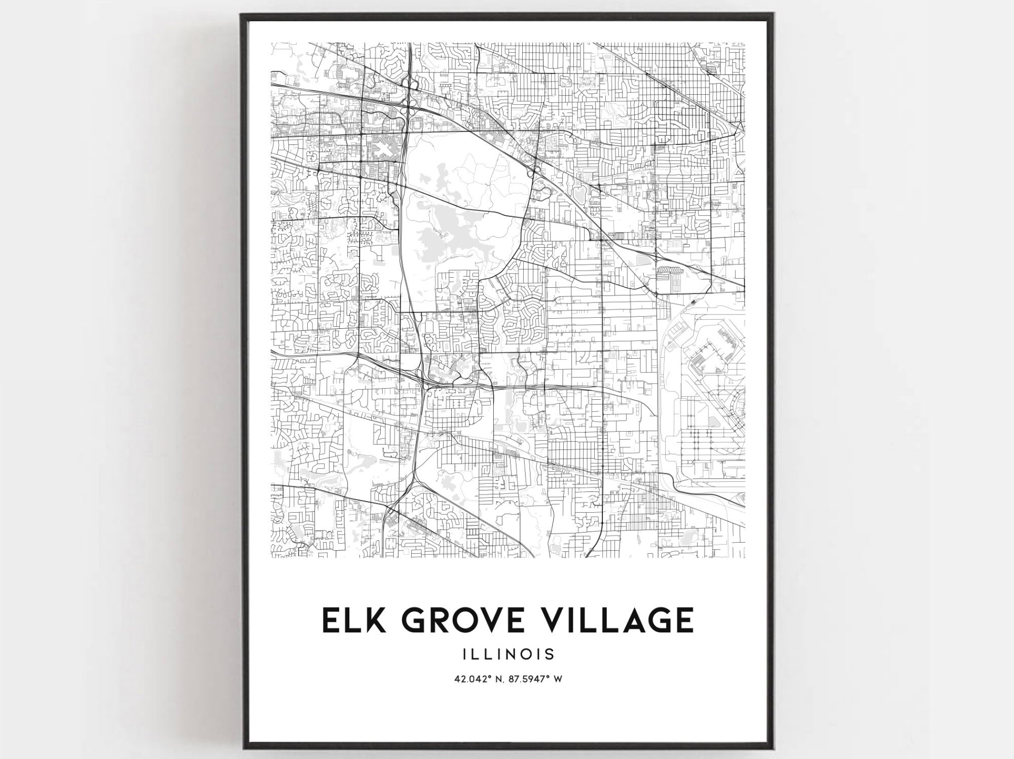 Elk Grove Village Map Print Elk Grove Village Map Poster Wall Etsy
