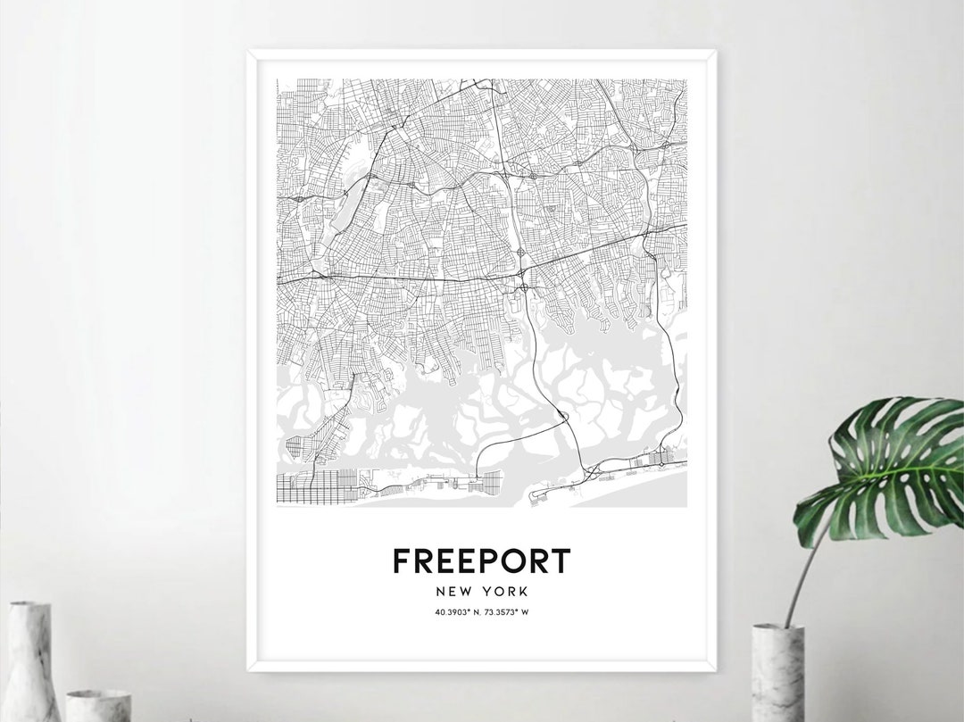 Freeport Map Print Freeport Map Poster Wall Art Ny City Map - Etsy