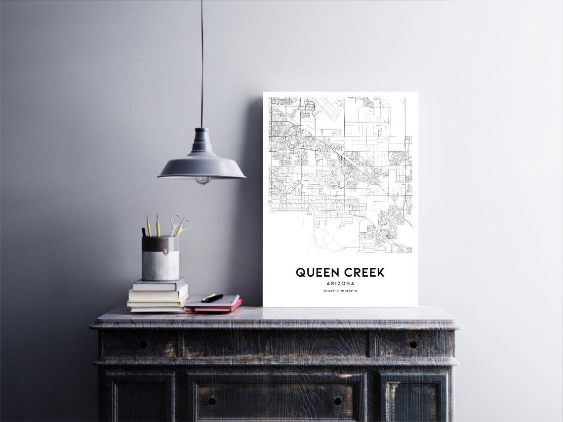 Queen Creek Map Print, Queen Creek Map Poster Wall Art, Az City Map ...