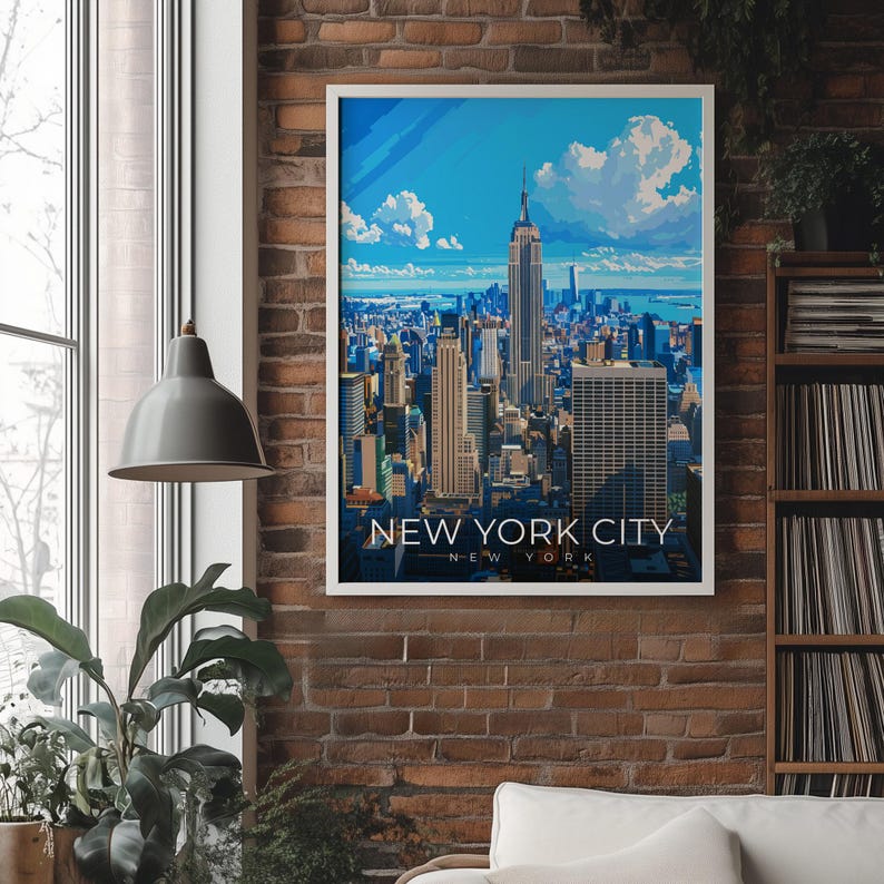 New York City Print NYC Skyline Travel Wall Art Empire State Building ...