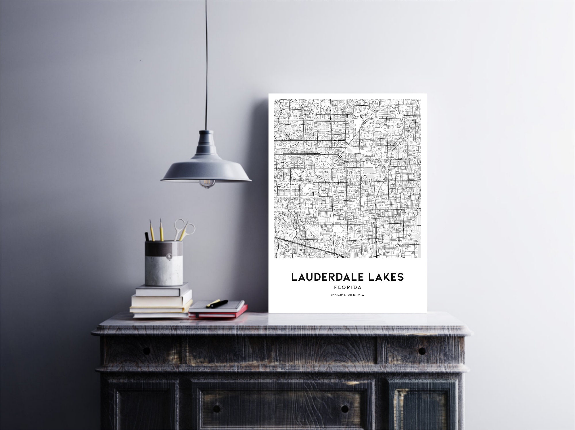 Lauderdale Lakes Map Print Lauderdale - Il Fullxfull.1959388367 Hx14