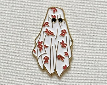 Social Anxiety Ghost Metall Pin Anstecker versehen Sonnenbrille Blumen