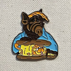 Alf Garfield Vintage Cartoon 80 's 90 's Metall Emaille Pin Anstecker Alien Cat Sandwich Anstecknadel Tasche Rugzak Badge Accessoire