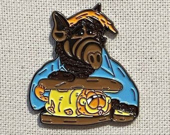 Alf Garfield Vintage Cartoon 80&#39;s 90&#39;s Metall Emaille Pin Anstecker Alien Cat Sandwich Anstecknadel Tasche Rucksack Badge Accessoire
