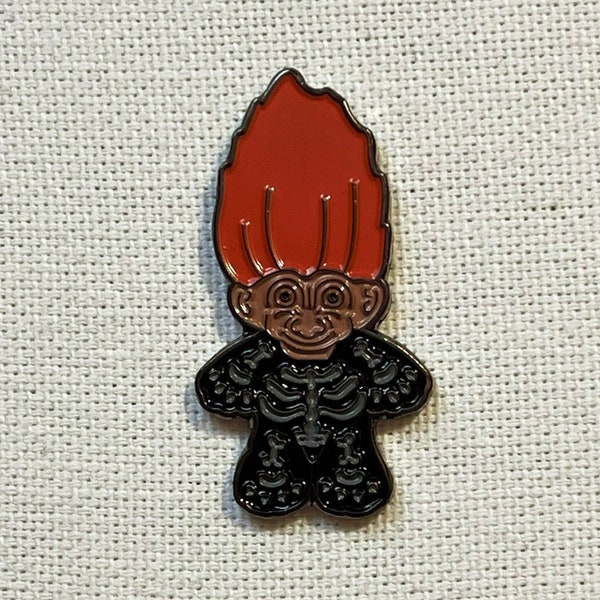 Vintage 90's Troll Skelett Doll Metall Emaille Pin Anstecker