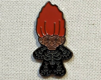 Vintage 90's Troll Skelett Doll Metall Emaille Pin Anstecker