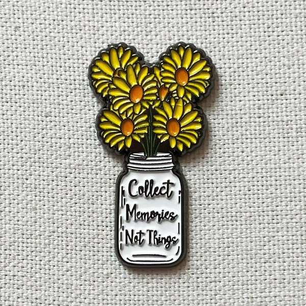 Collect Moments Not Things Metall Emaille Pin Anstecker Abzeichen Blumenstrauß Vase