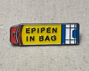 Epipen In Bag Metall Emaille Pin Anstecker Abzeichen Anstecknadel Tasche Rucksack Badge Accessoires