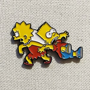 Lisa Bart Simpson Die Simpsons Metall Emaille Pin Anstecker Anstecknadel Tasche Rucksack Badge Accessoire