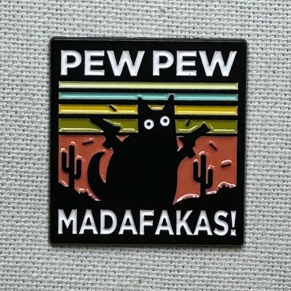 Pew Pew Katze Metal Enamel Pin - Funny Lucky Charm Badge
