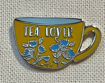 Tea Lover Metall Emaille Pin Anstecker Anstecknadel T Tasse Becher Blumen