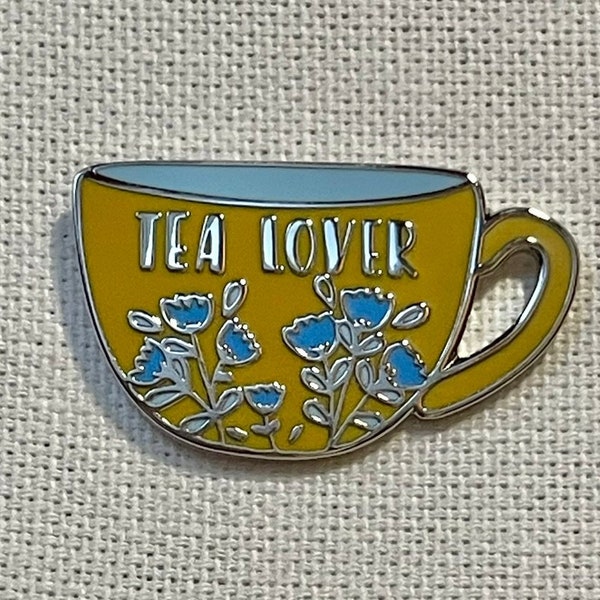 Tea Lover Metall Emaille Pin Anstecker Abzeichen Anstecknadel Tee Tasse Becher Blumen