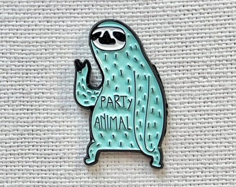 Party Animal Metall Emaille Pin Anstecker Abzeichen Faultier Sloth