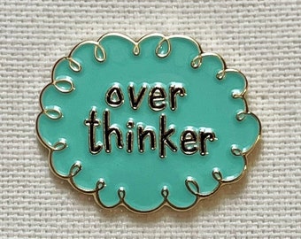 Overthinker Metall Emaille Pin Anstecker Bubble Cloud Türkis verzieren