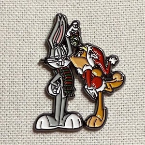 Pocałunek pod jemiołą Cartoon króliczki Metall Emaille zestaw przypinek Anstecker Anstecknadel Jacke Tasche plecak odznaka akcesoria