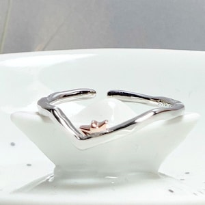 Ring Welle Miniatur Papierboot 925 Sterling Silber Origami Boot Schiff Schiffchen Größenverstellbar Maritim Zierlich Minimalistisch