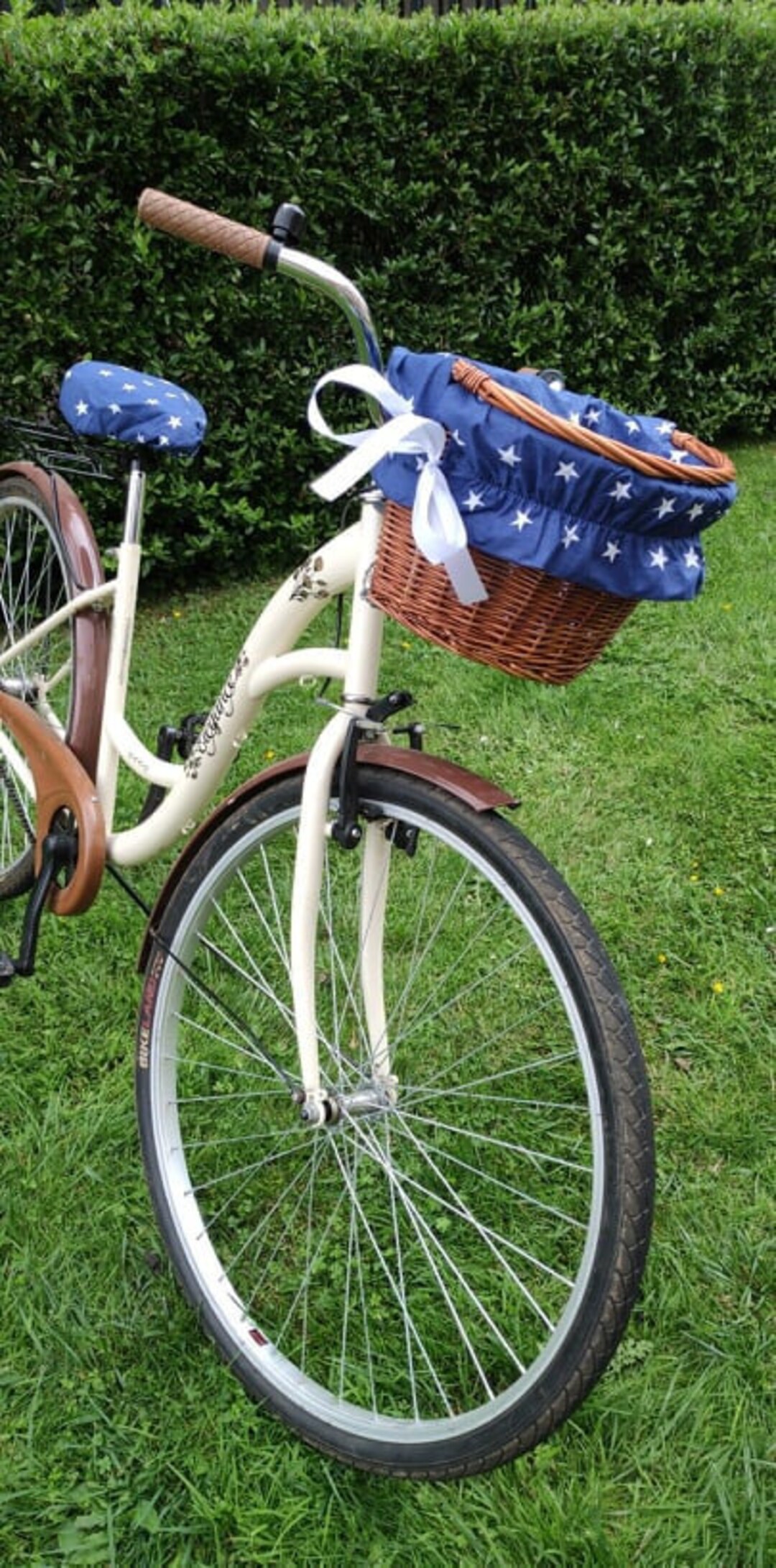 White Stars on Navy Blue Bike Basket Liner/insert and Matching Etsy UK